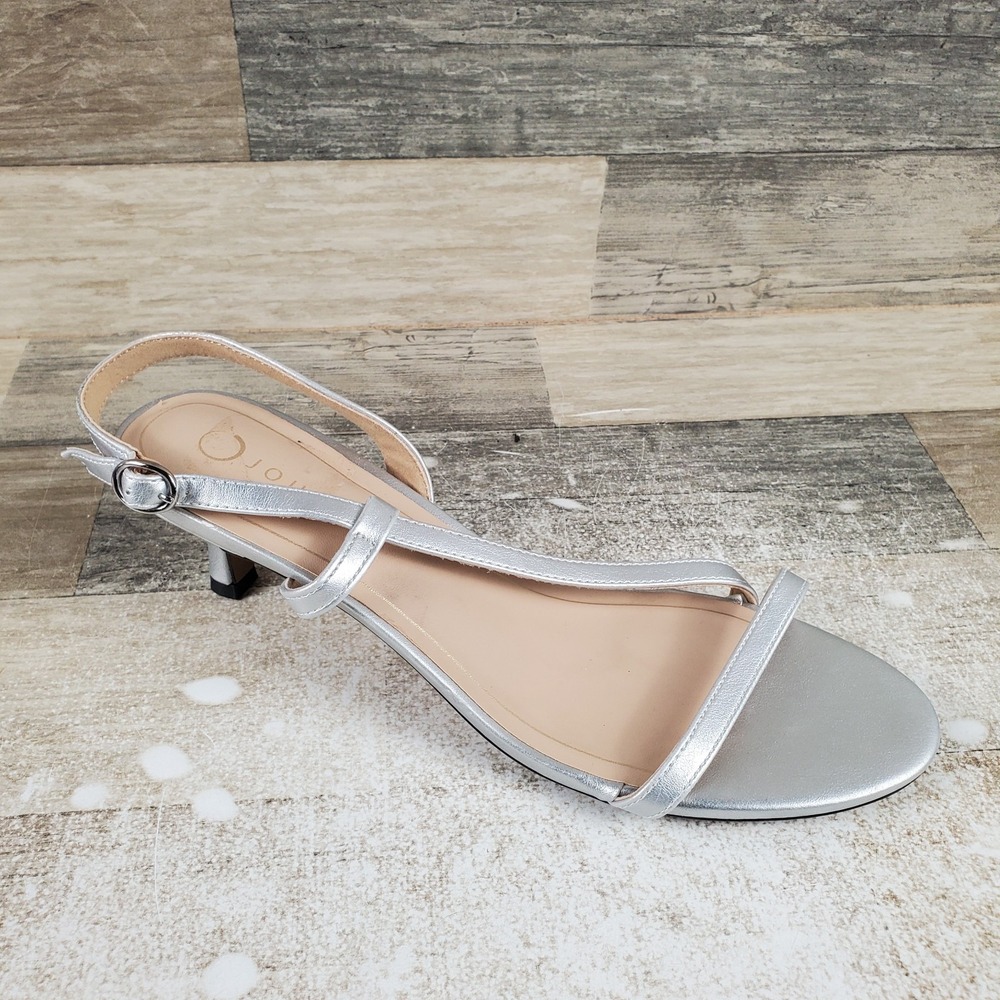 Journee Jemry Womens Sandals Sz 10 Silver Slingback Open Toe Kitten Heel